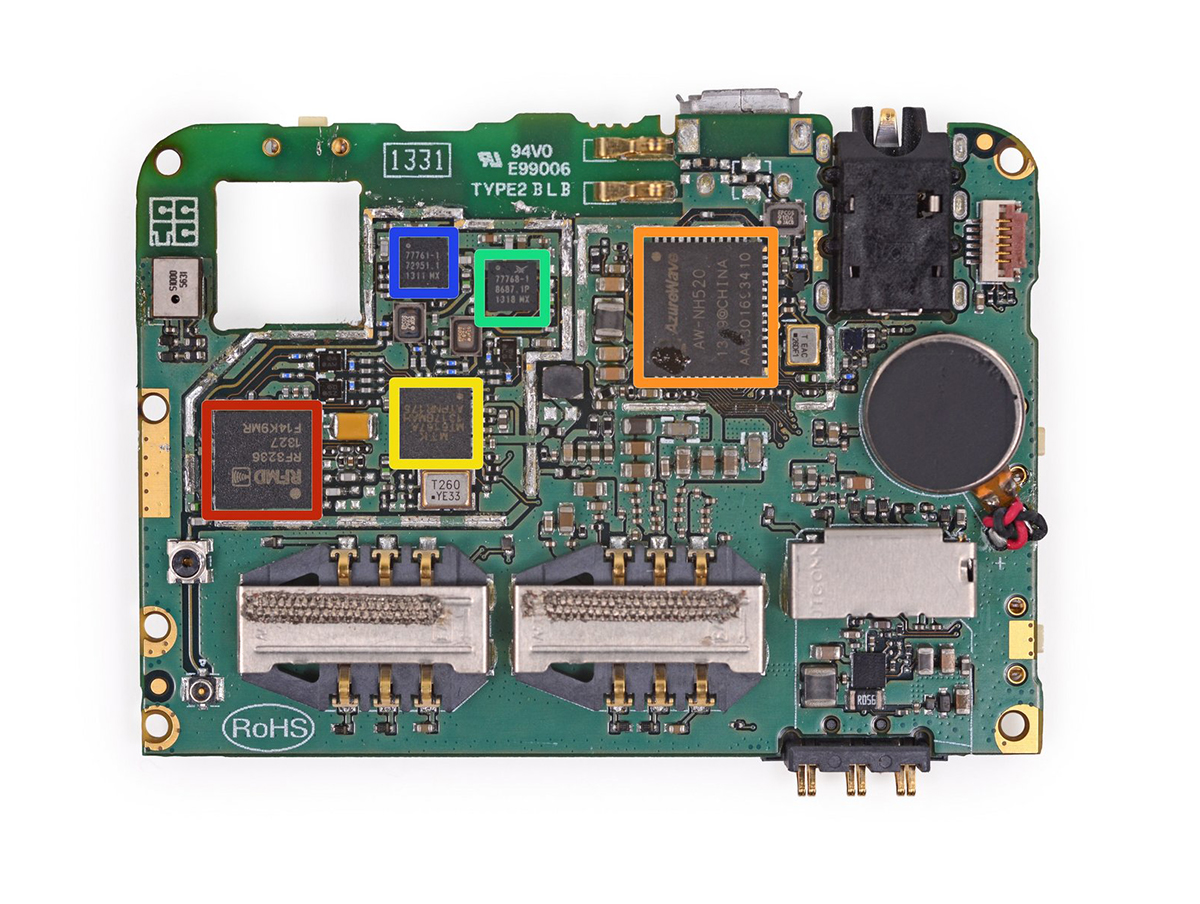 The Fairphone 1’s motherboard. Image: iFixit