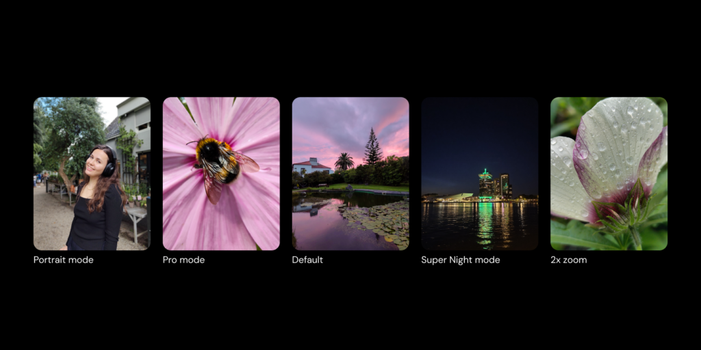 Différentes photographies prises sur le nouveau Fairphone présentant ses capacités et ses modes